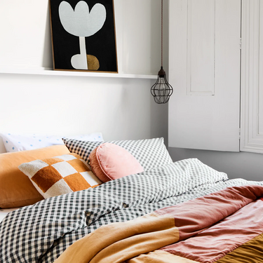 Charcoal Gingham Quilt Cover